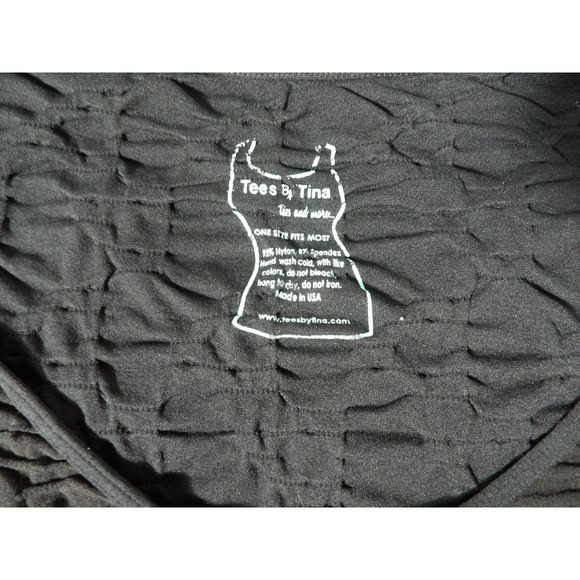 Tees By Tina One Size OSFA Dress Black Crinkle Textured Knee Length Modest Scoop - Picture 4 of 12